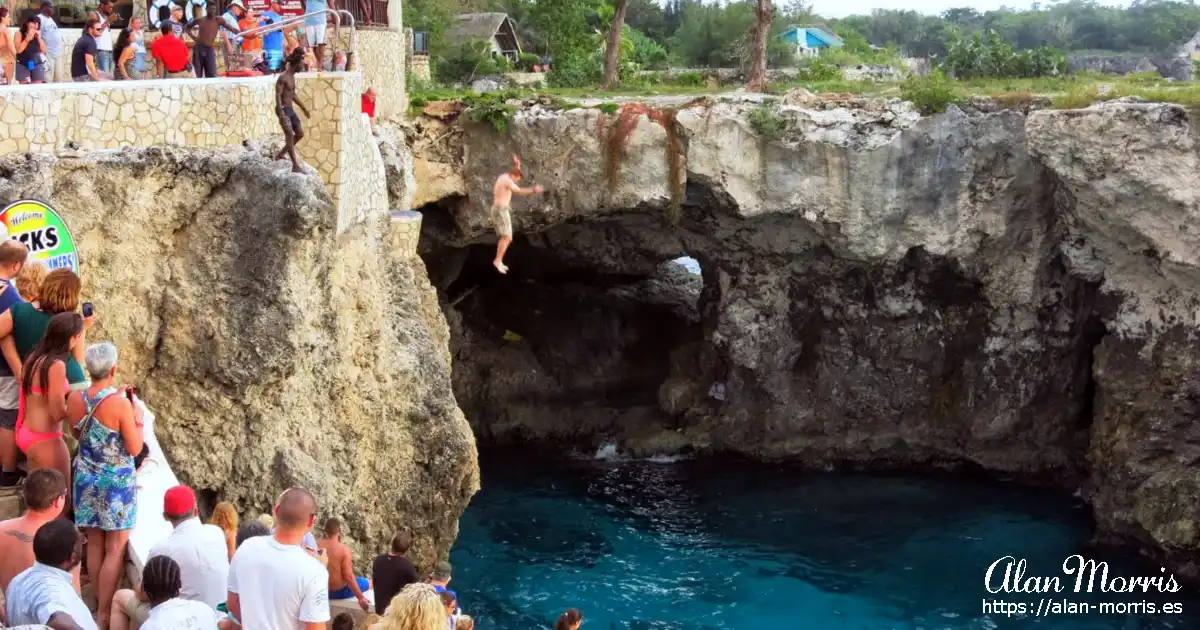 Cliff diving in Jamaica at Riks Cafe.